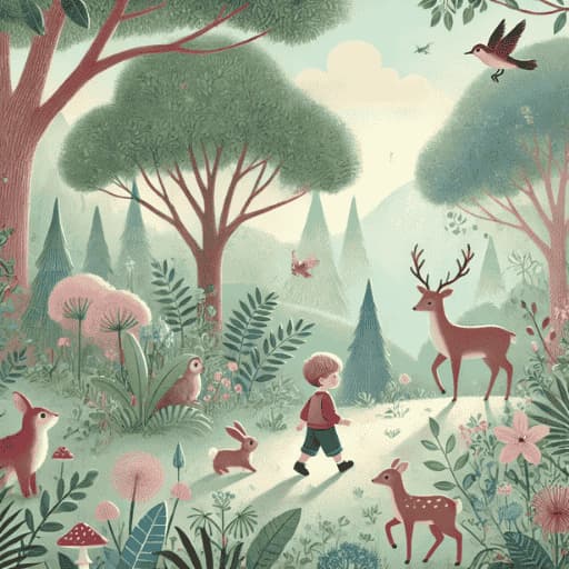 Illustration: Kind hört personalisierte Hörgeschichte in der Natur